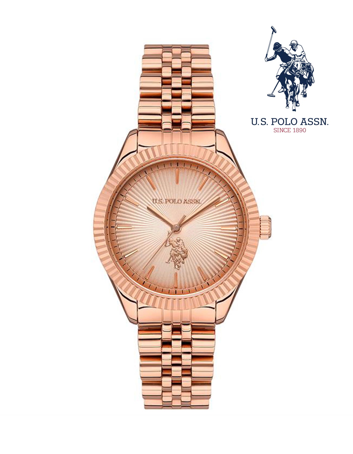 Us polo assn on sale rose gold watch